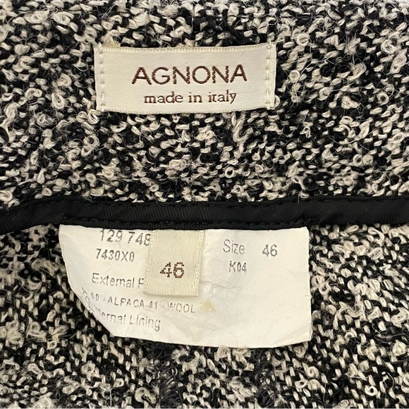 Agnona Italy Alpaca Wool Textured Trouser Pant Black White IT 46 US 10 Medium - Picture 11 of 13